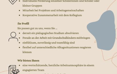 Student/in als Pädagogische Assistenz (m/w/d) für die Grundschule gesucht